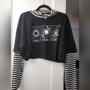 Sun Moon Destiny long sleeve crop top